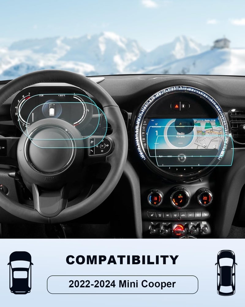 BIXUAN 4 Pack Screen Protector for 2022-2024 Mini Cooper F55 F56 F57/Mini Countryman/Mini Clubman/Electric Hardtop Accessories Navigation+Dashboard 8.8 Inch Touch Screen Nano Film Anti-Fingerprint - Image 2